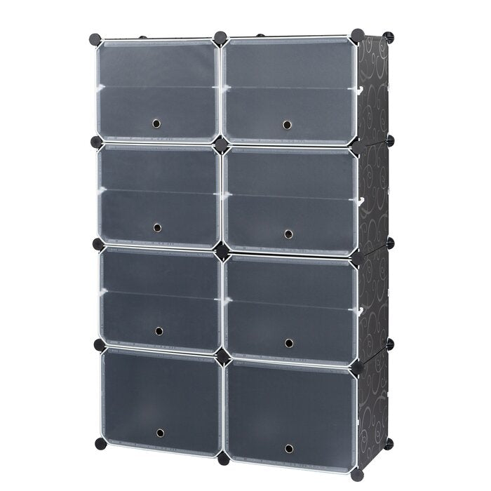 7-Tier Portable 28 Pair Shoe Rack Organizer 14 Grids Tower Shelf, Black
