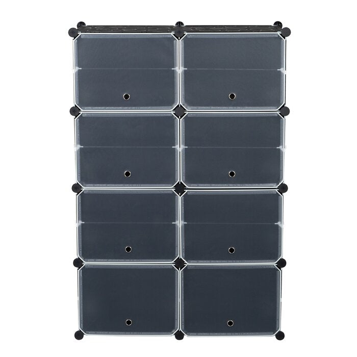 7-Tier Portable 28 Pair Shoe Rack Organizer 14 Grids Tower Shelf, Black