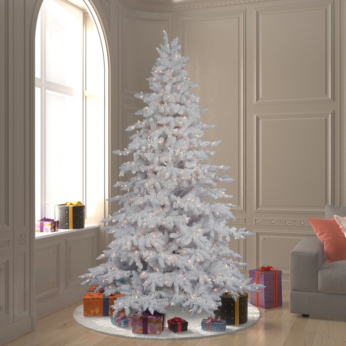 7.5' White Spruce Artificial Chritmas Tree with 850 Warm White LED Lights and Stand (#K6381)