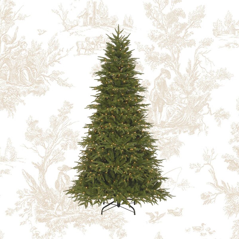 7.5' Green Artificial Christmas Tree with 800 Clear/White Lights CA393