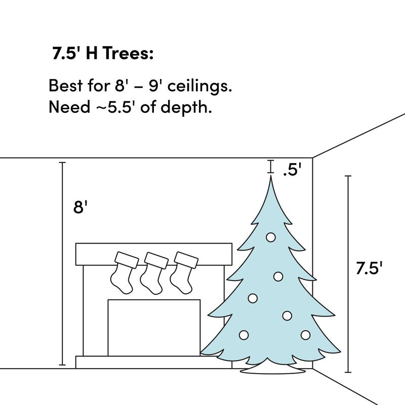 7.5' Green Artificial Christmas Tree with 800 Clear/White Lights CA393