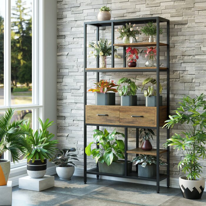 70.9'' H x 35.4'' W Iron Bookcase