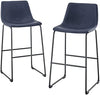 30 Inch Industrial Faux Leather Barstools (Set of 2) - Navy Blue RM302