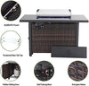44 in Propane Fire Pit Table,Rattan Fire Pit Table with Glass Wind Guard,60,000 BTU Auto-Ignition Gas Firepit,CSA Certification and Black Tempered Glass Tabletop ,for Outdoor, Patio, Lawn…
