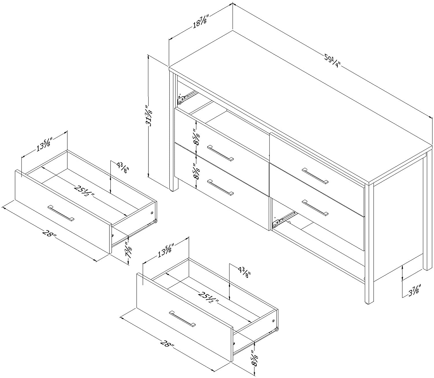 South Shore Gravity 6-Drawer Double Dresser, Seaside Pine
