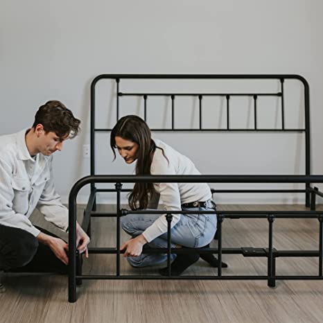 Baldwin Headboard + Footboard Matte Black Steel Headboard Frame with 1-Step Powder Finish - Headboard and Footboard Only Full Size