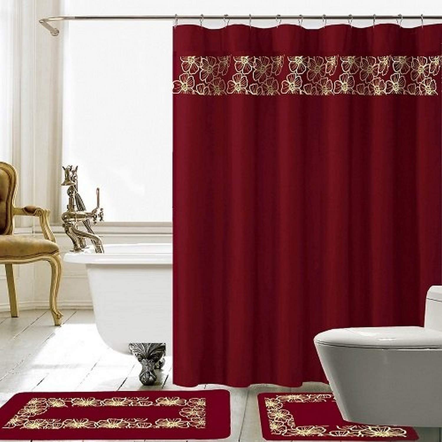 15PC Burgundy 15 Piece Lilian Bath Set