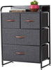 4 Drawer Dresser, Fabric Drawer Dresser Closet Dresser with Brown Wooden Handle, Sturdy Steel Frame, Wooden Top for Bedroom, Livingroom, Hallway, Entryway (Grey)