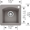 BLANCO, Metallic Gray DIAMOND SILGRANIT Drop-In or Undermount Bar Sink, 15