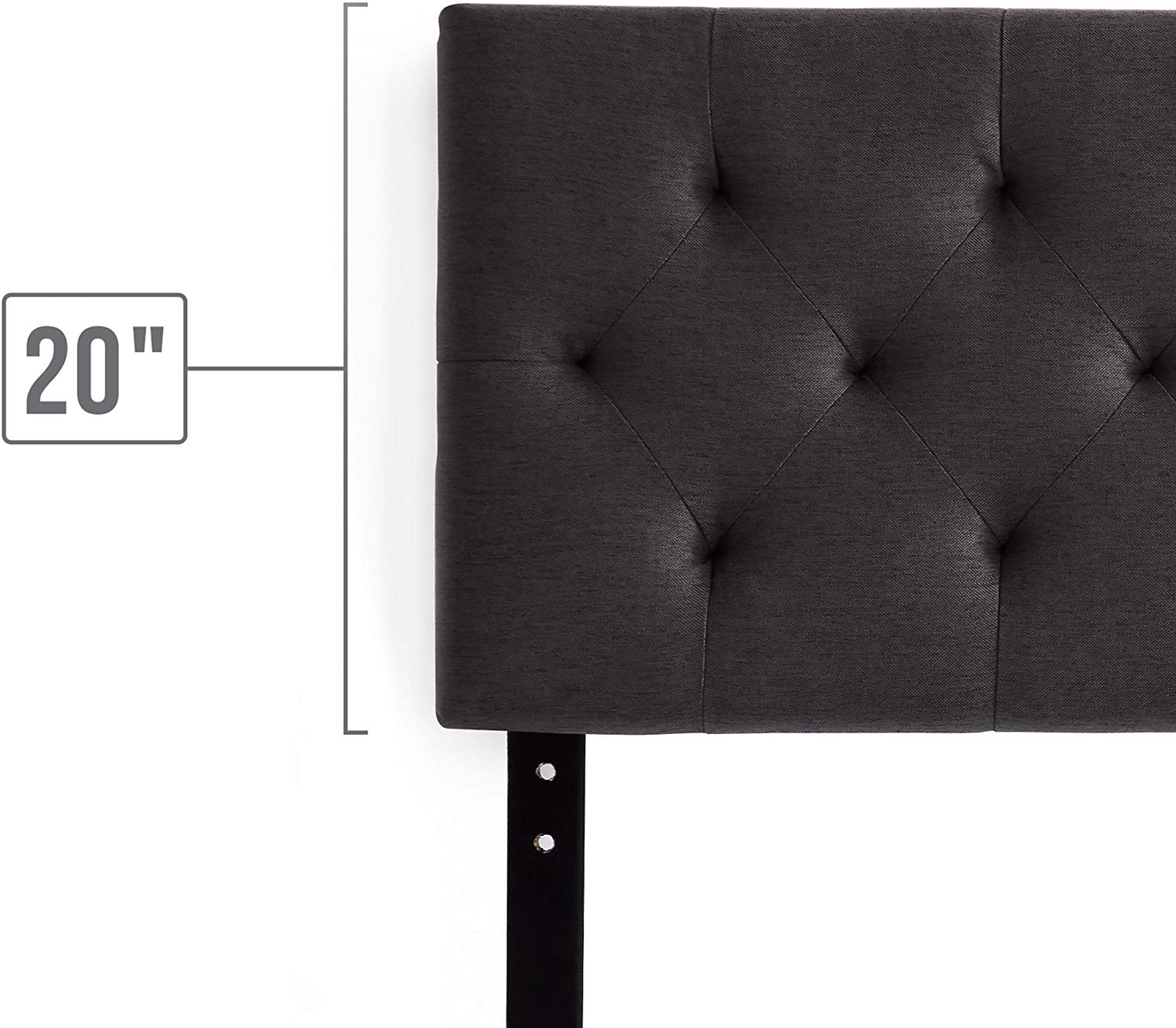 LUCID Mid-Rise Upholstered Headboard - Adjustable Height from 34” to 46”, King/Cal King, Charcoal  7354