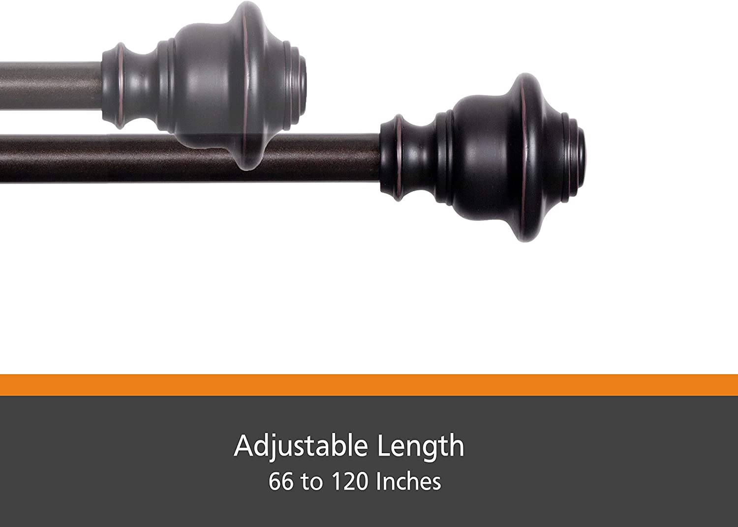 5/8" Fast Fit Finn Easy Install Curtain Rod, Weathered Brown, 66"-120"