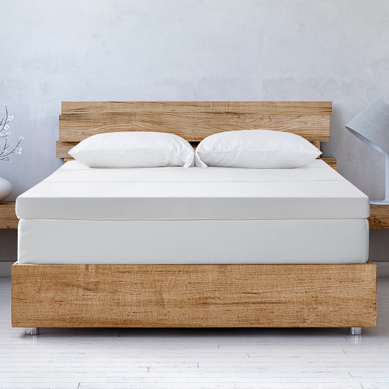 4 Inch Trifold Memory Foam Mattress Topper with Cover, CertiPUR-US Certified, Full