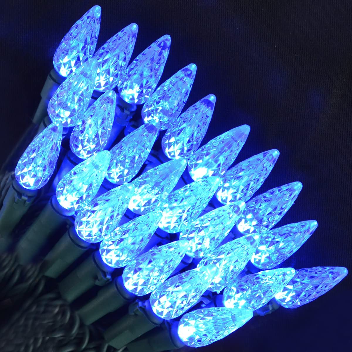 100 LED C6 Christmas String Lights, 34.1FT Fairy Lights for Indoor and Outdoor, Holiday Christmas Tree Wedding Party Bedroom Decorations (Blue)