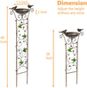 Bird Bath with Trellis Outdoor, Antique Garden Iron Plant Trellis with Decorative Hummingbirds Detachable Bird Bath Bowl Metal Potted Plant Support for Climbing Flowers