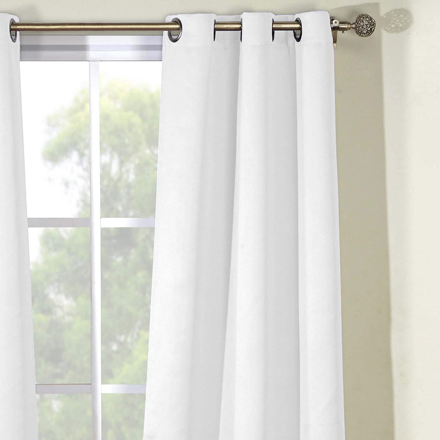 Blackout365 Steyna Blackout Window Curtain, 38 x 84 Inches, White (Set of 2) B103-KS416