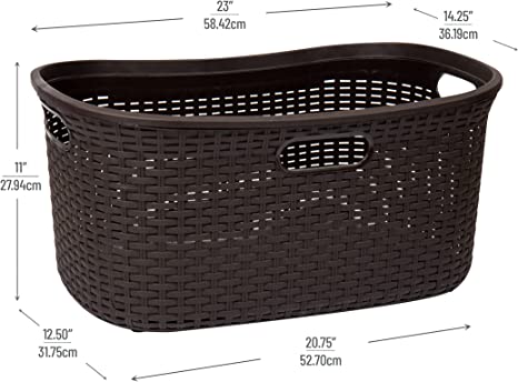 Basket Collection, Laundry Basket, 40 Liter (10kg/22lbs) Capacity, Cut Out Handles, Ventilated, Set of 2, Brown
