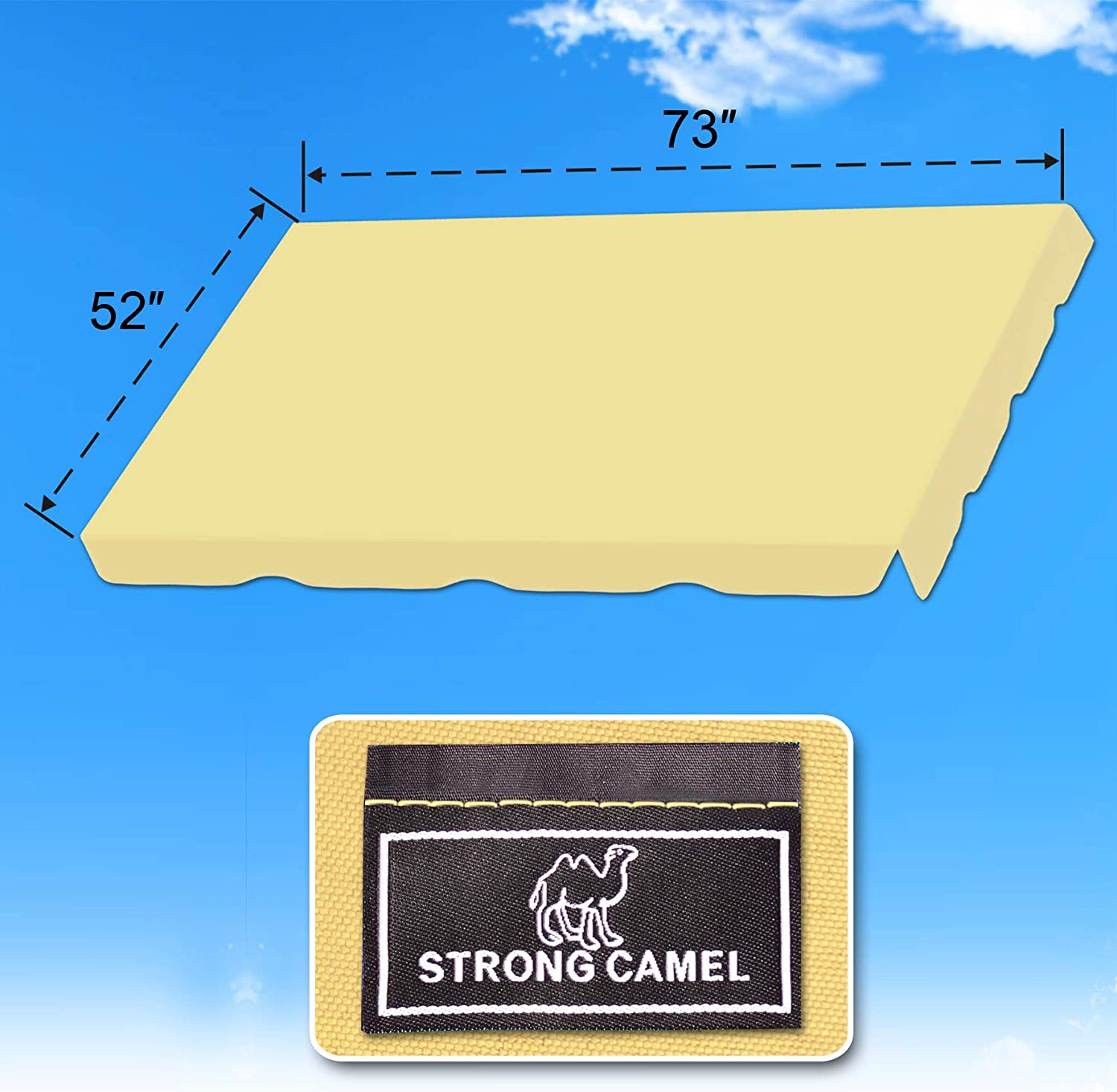 Strong Camel New Patio Outdoor Swing Canopy Replacement Porch Top Cover for Seat Furniture (73"x52, Beige)