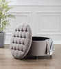 28-Inch Button Tufted Round Storage Ottoman with Lift Off Lid, Gray