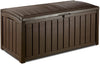 Keter Glenwood Plastic Deck Storage Container Box Outdoor Patio Furniture 101 Gal, Brown