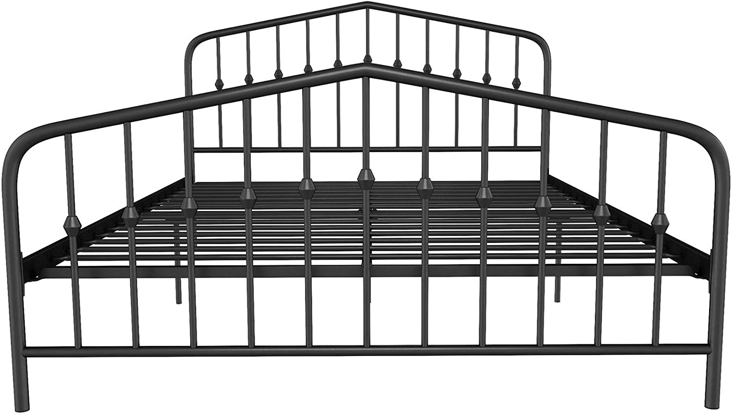 Novogratz Bushwick Metal Bed with Headboard and Footboard | Modern Design | Queen Size - Black