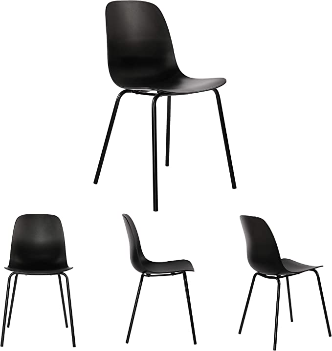Set of 4 Dining Chairs with Legs for Kitchen Living Room(Matte Black)