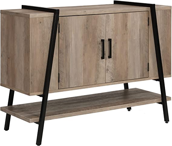 46.5 x 17.7 x 35H Mid Century Server with Stone Grey Distressed Finish