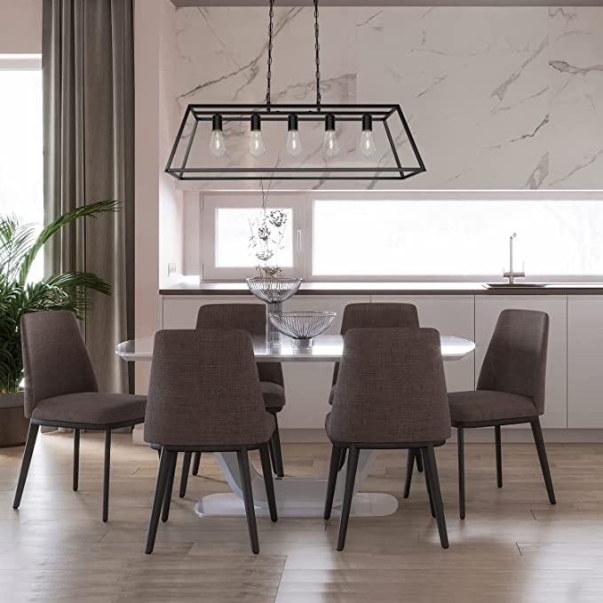 Black Modern Kitchen Island Lighting Farmhouse Chandelier Industrial Ceiling Light Fixtures for Kitchen, Dining Room, Living Room, Bar, Foyer (5-Light)