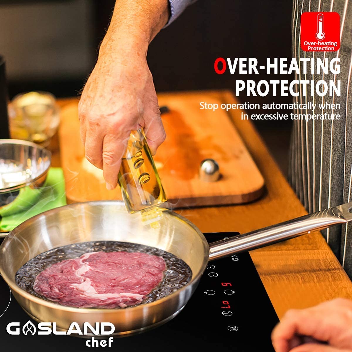 12" Built-in Electric Cooktop, GASLAND Chef 240V Ceramic Cooktop, Drop-in 2 Burner Coil Electric Radiant Cooktop, 9 Power Levels, Sensor Touch Control, Child Safety Lock, 1-99 Minutes Timer