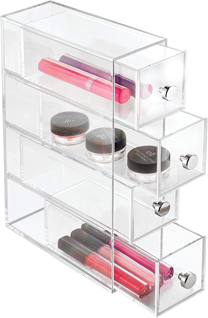4-Drawer Vanity/Cosmetic Organizer, Set of 1, Clear