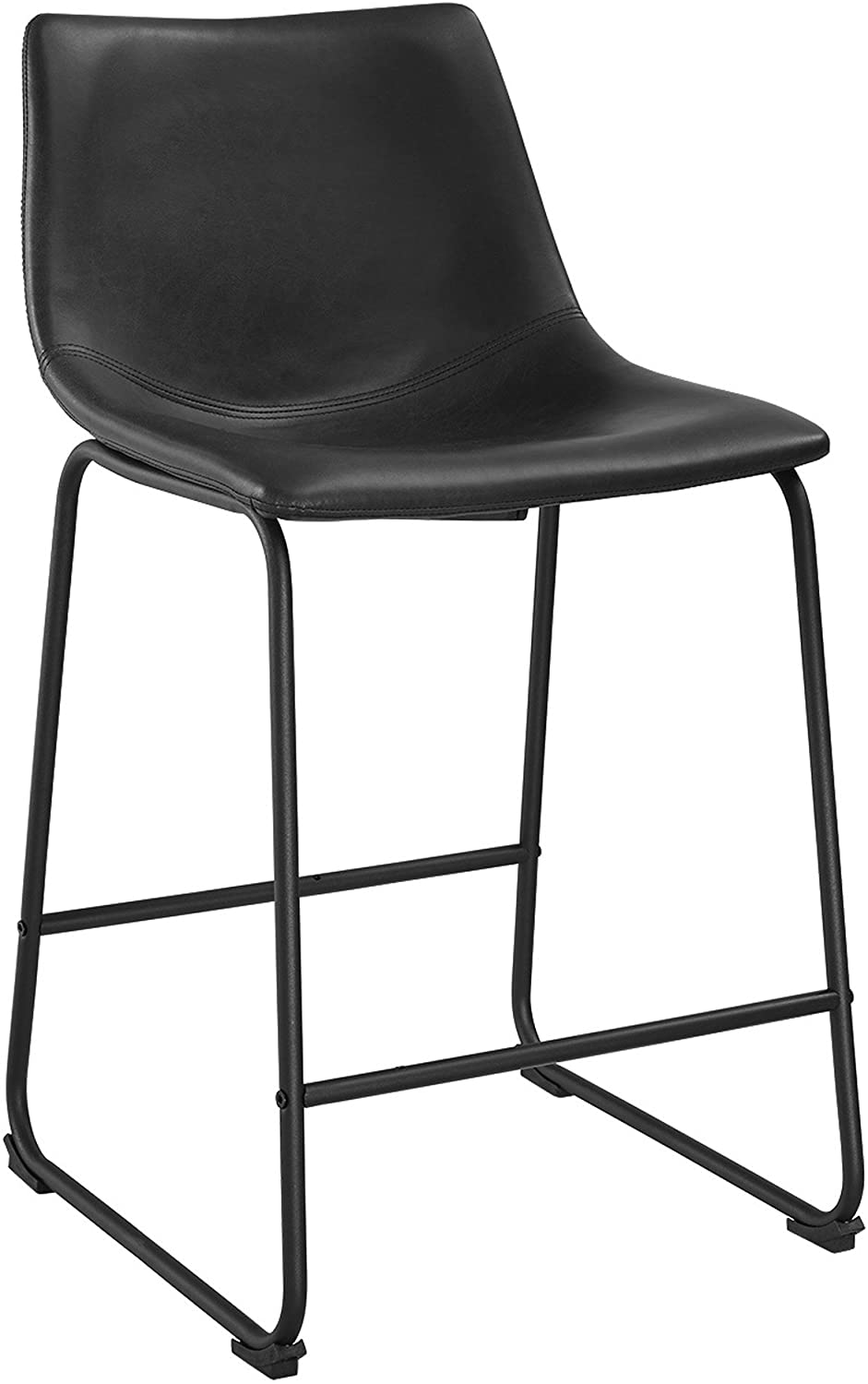 26" Industrial Faux Leather Counter stools , Set of 2, Black 1059