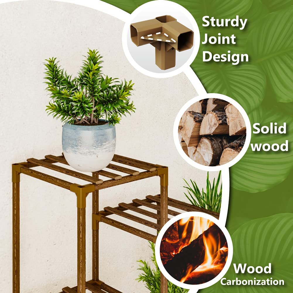 4 Sets of Package Plant Stands Combo Indoor Outdoor Plants Stands for Living Room Balcony Garden