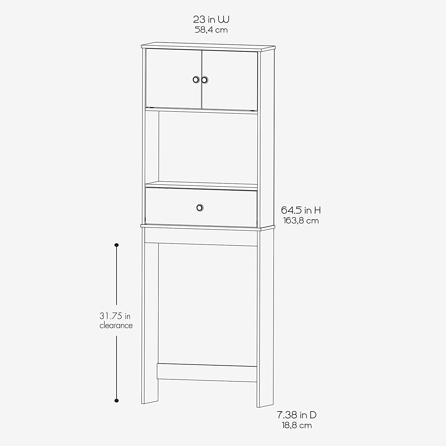 Zenna Home Drop Door Over the Toilet Bathroom Spacesaver, Bath Storage Shelves, White