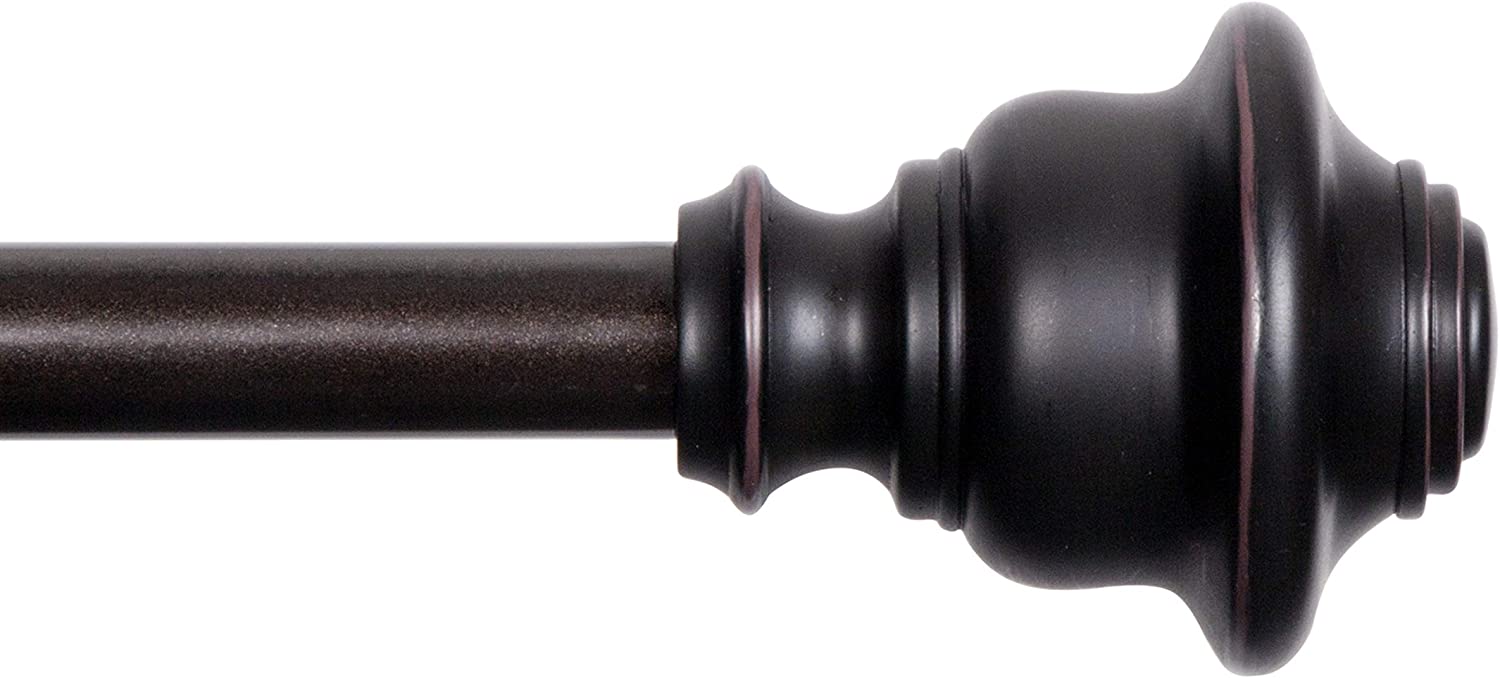 5/8" Fast Fit Finn Easy Install Curtain Rod, Weathered Brown, 66"-120"