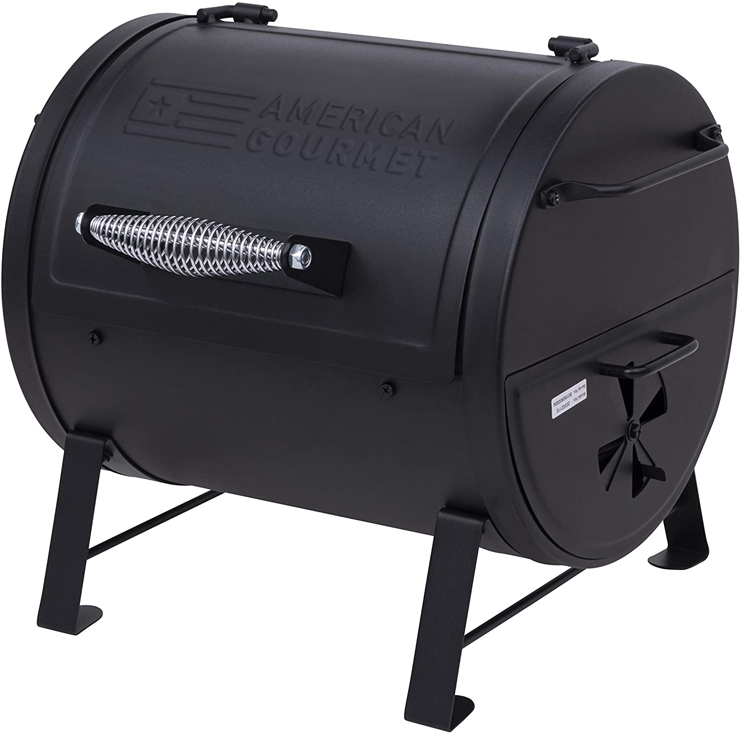 AMERICAN GOURMET 21201715 Portable Charcoal Barrel Grill, Black pt1097