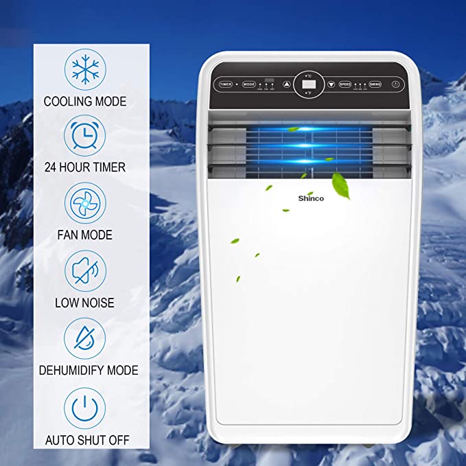 10,000 BTU Portable Air Conditioners with Built-in Dehumidifier Function, Fan Mode, Quiet AC Unit Cools Rooms to 300 sq.ft, LED Display, Remote Control, Complete Window Mount Exhaust Kit