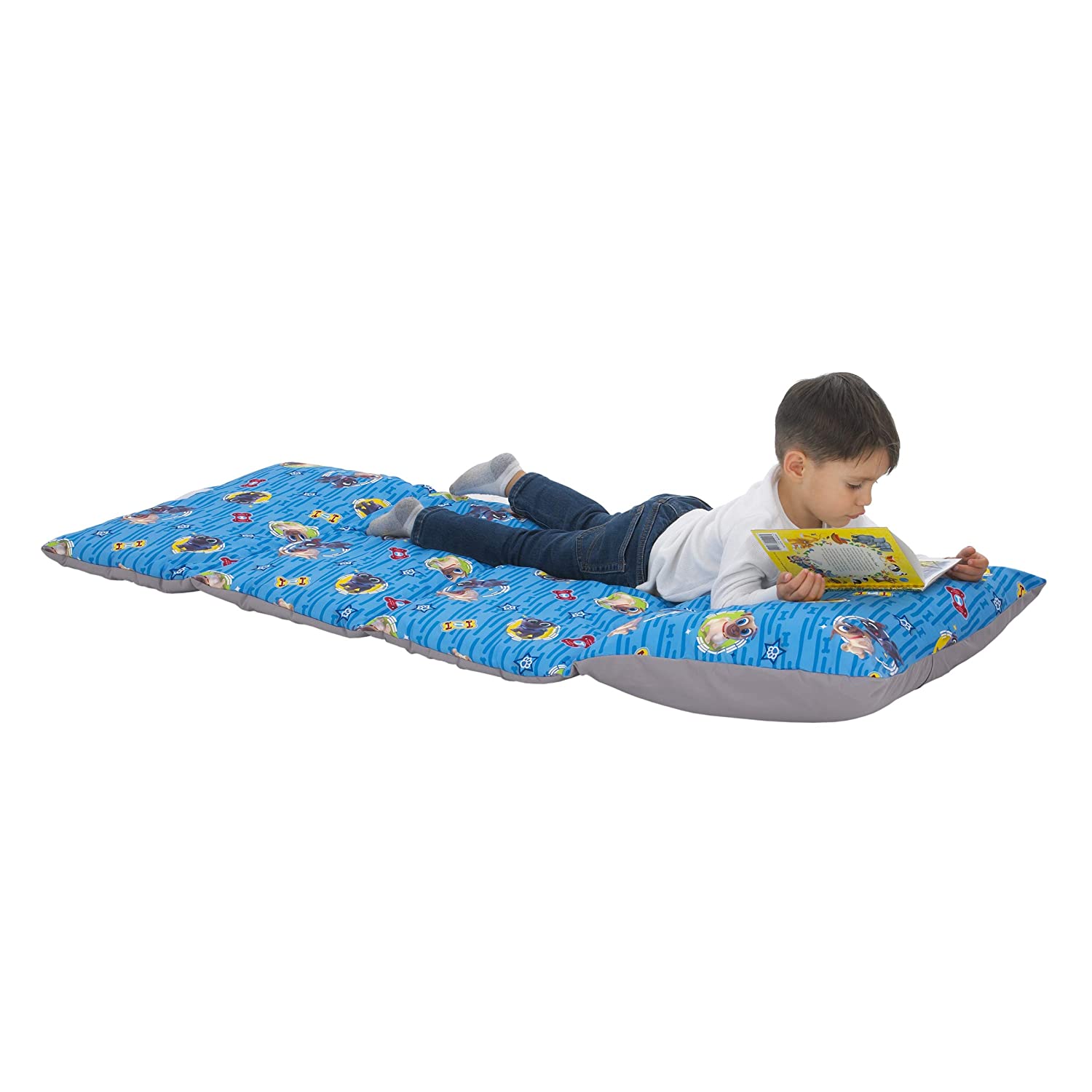 Disney Puppy Dog Pals - Blue, Grey, Yellow & Red Deluxe Easy Fold Toddler Nap Mat, 26'' x 62''