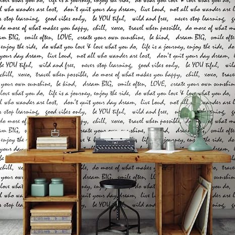 Black Dream Big Script Peel and Stick Wallpaper, 20.5in x 16.5ft