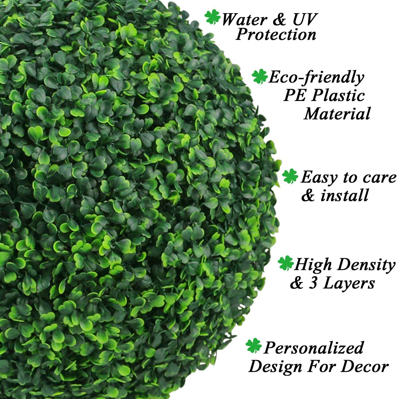 2 PCS 10 inch 4 Layers Artificial Plant Topiary Ball Faux Boxwood Decorative Balls for Backyard, Balcony,Garden, Wedding and Home Décor (10 inch)