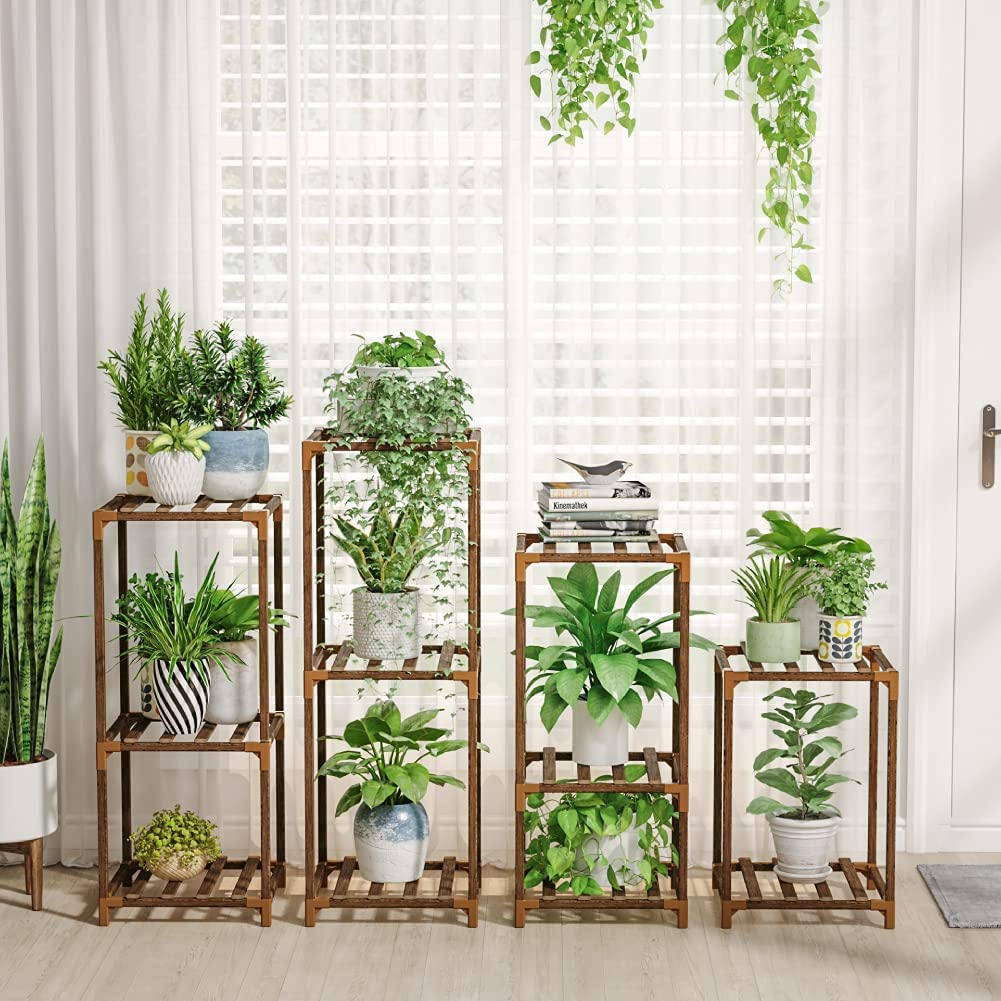 4 Sets of Package Plant Stands Combo Indoor Outdoor Plants Stands for Living Room Balcony Garden