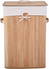 Bamboo Laundry Hamper Portable, Dirty Clothes Storage Basket with Lid and Removable Liner, Large Storage Clothes Bin with Handles, Suitable for Bedroom, Bathroom, Kid's Room (Natural)