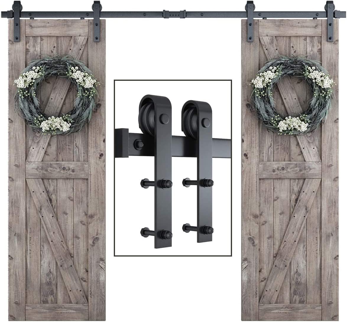 8 Feet Heavy Duty Double Sliding Barn Door Hardware Kit