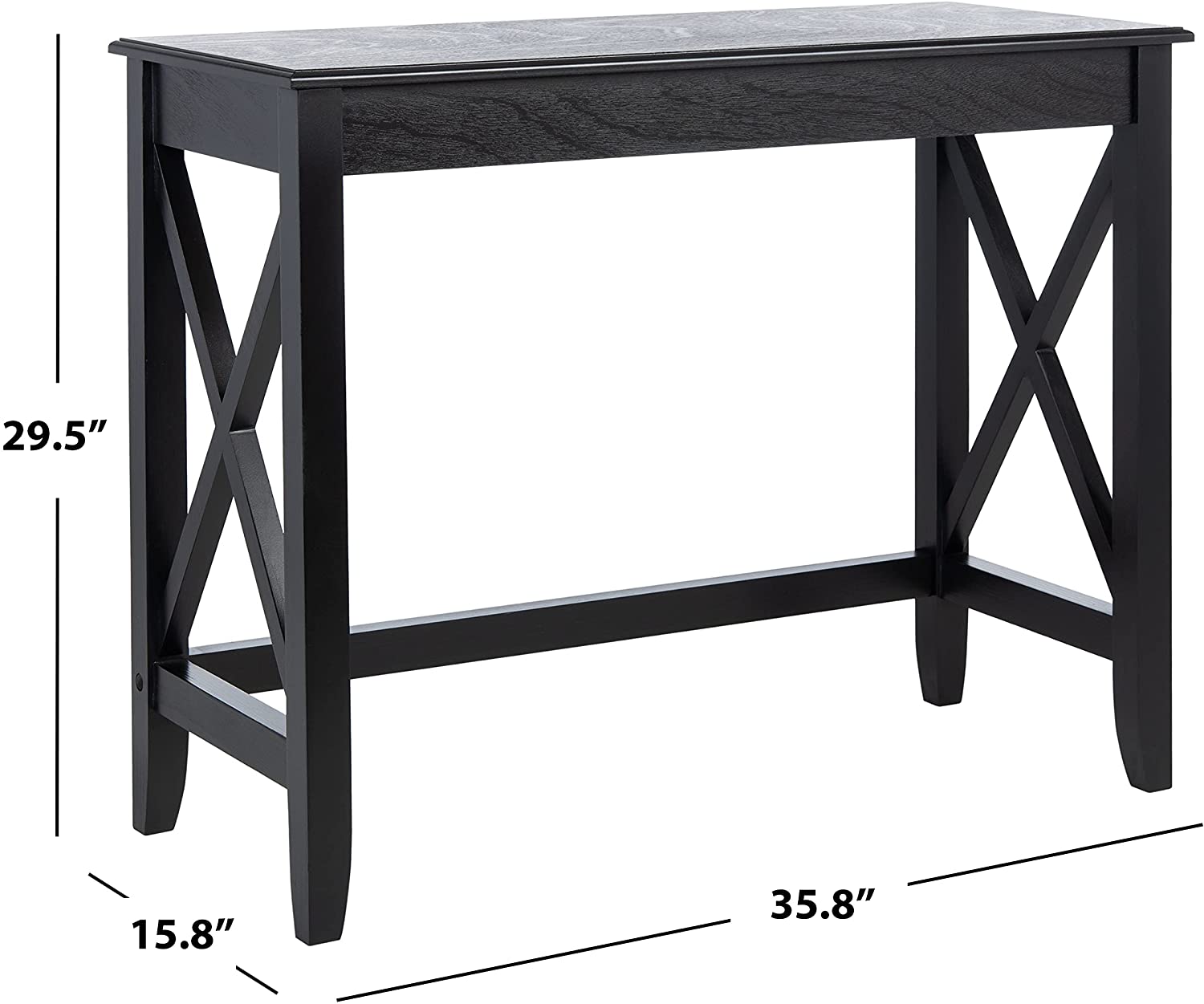 SAFAVIEH Home Collection Katelan Distressed Grey Computer Table Office Desk , Black