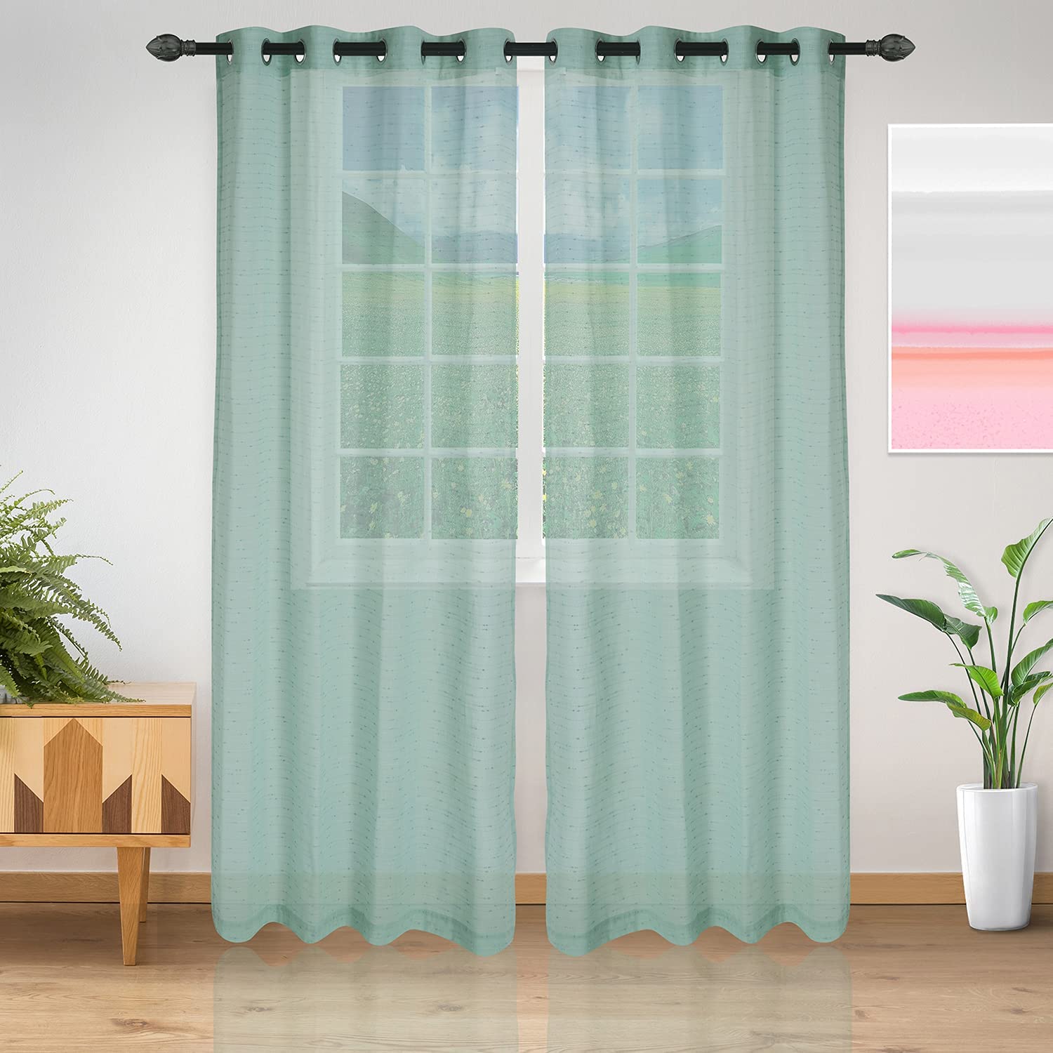 2 Panel Curtain Set with Stainless Steel Grommets, 52 x 94.5 Inches, Blue B13-MS129