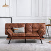 71'' Wide Adjustable Arms Tufted Back Convertible Faux Leather Twin Size Sofa