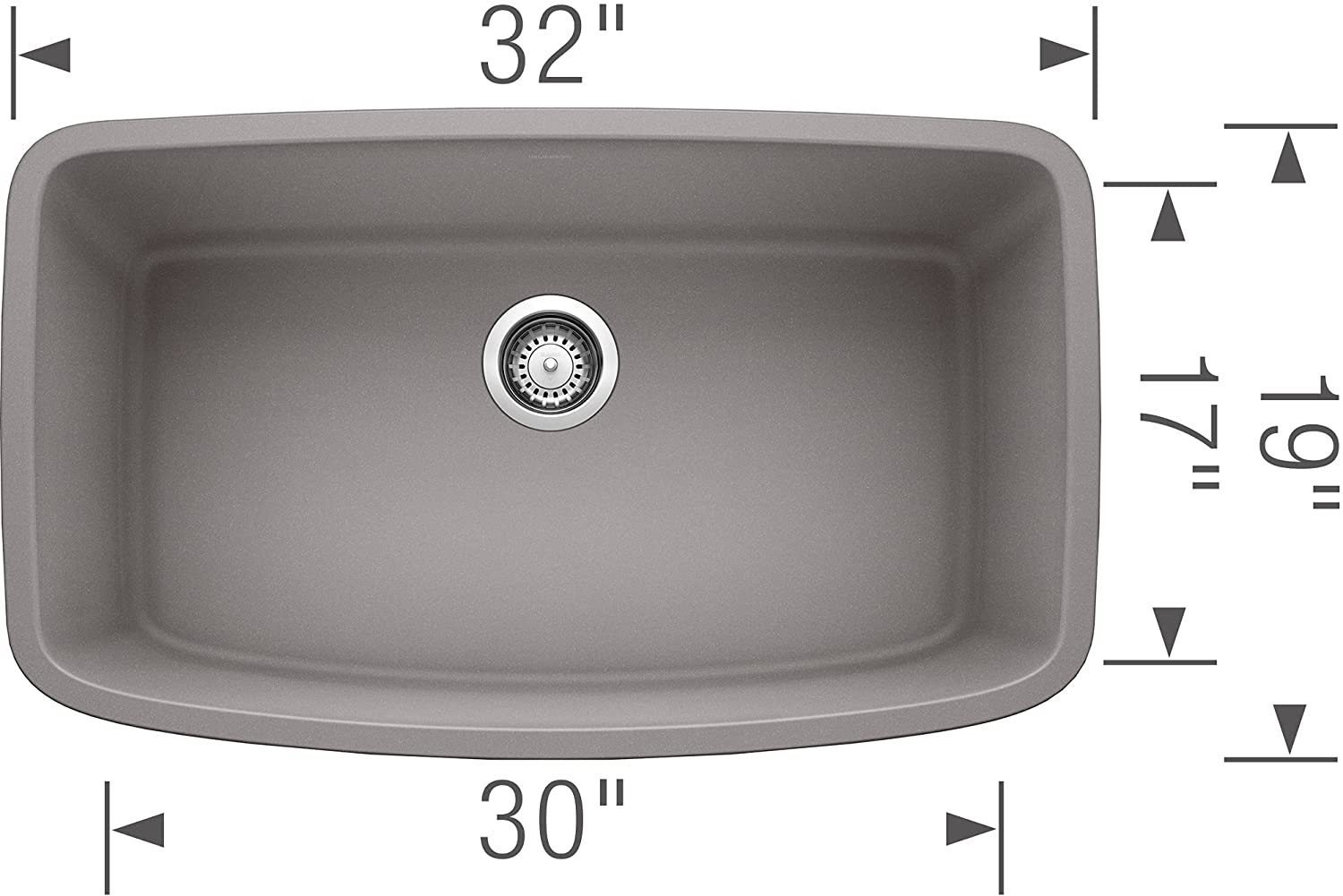 BLANCO 441775 Valea Super Single Bowl-Metallic Gray Sink, 32" L x 19" W