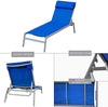 3 Pieces Adjustable Chaise Lounge Set Outdoor Patio Lounge Chair All Weather Five-Position Recliner Chair Set w/Coffee Table for Patio, Pool, Yard (Blue)