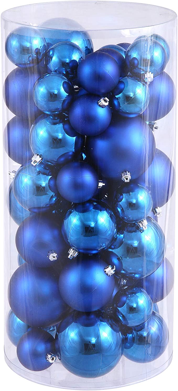1.5"-2" Blue Shiny and Matte Ball Ornament, 50 per Box