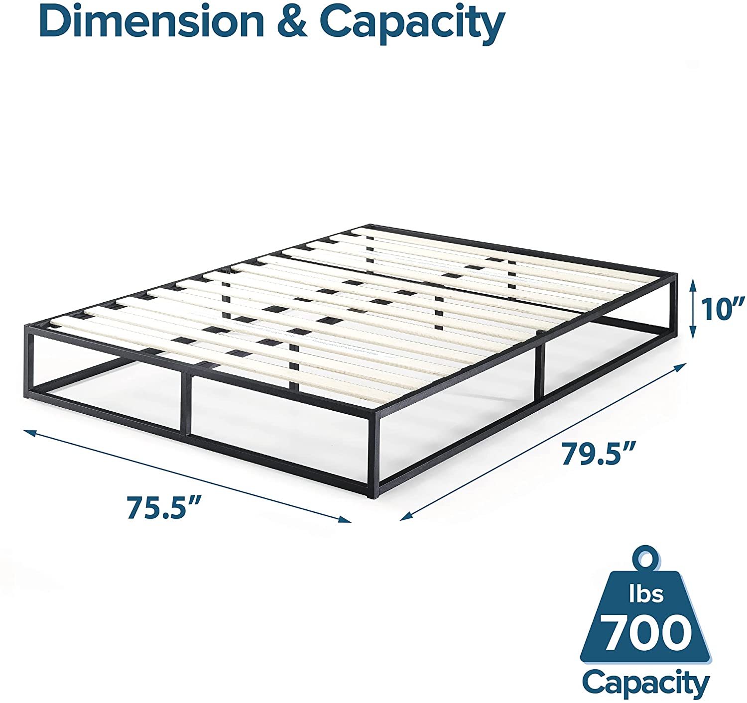 ZINUS Joseph Metal Platforma Bed Frame / Mattress Foundation / Wood Slat Support / No Box Spring Needed / Sturdy Steel Structure, King