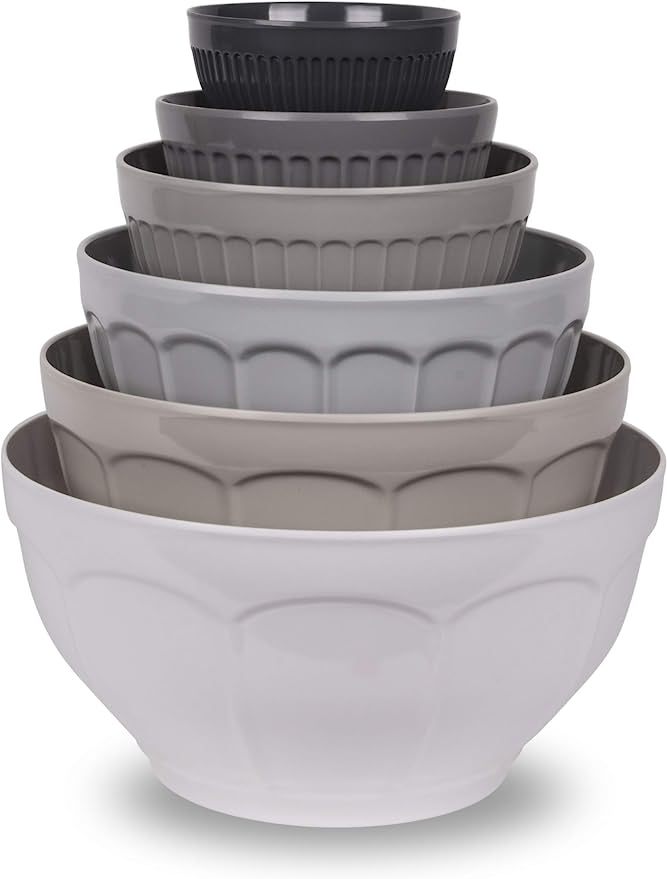 French Country Mixing Bowl Set of 6, King, 0.4, 0.8, 1.6, 2.9, 4.2, 6 Quart, Melamine, Set of 6 Pieces