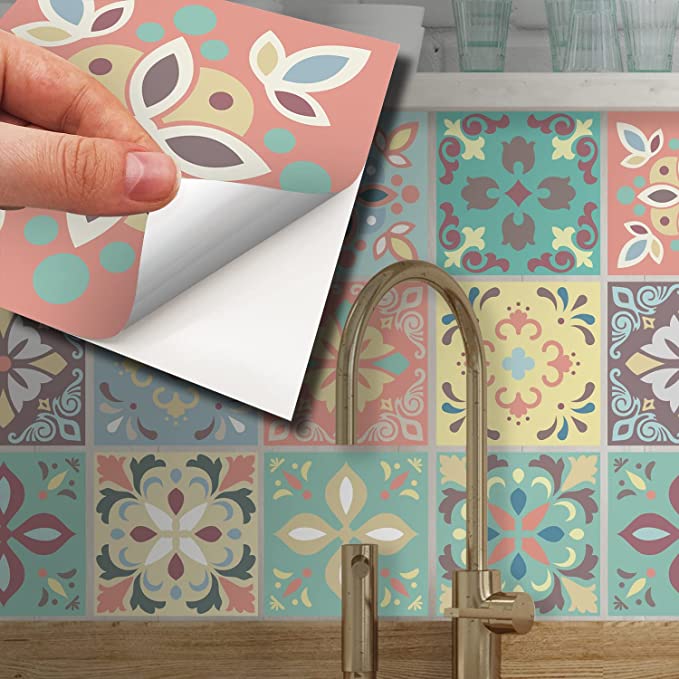 24pcs 6 inch Peel and Stick Tiles Stickers Tile Paint Backsplash Removable Waterproof Self-Adhesive Decals Vinyl Home Kitchen Bathroom Decor